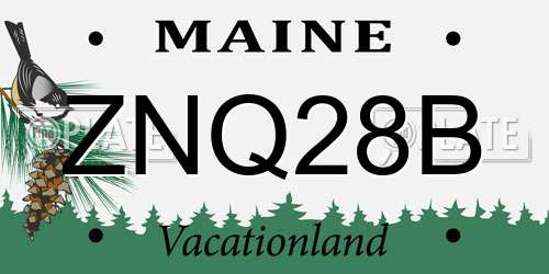 ZNQ28B Maine License Plate
