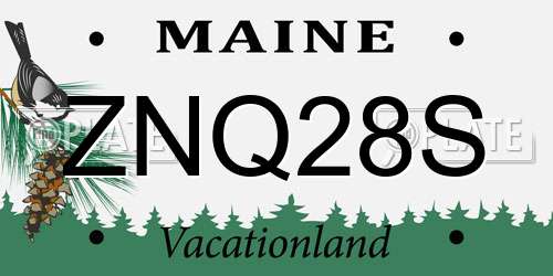 ZNQ28S Maine License Plate