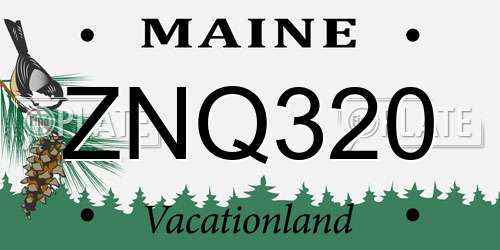 ZNQ320 Maine License Plate