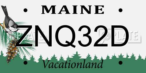 ZNQ32D Maine License Plate