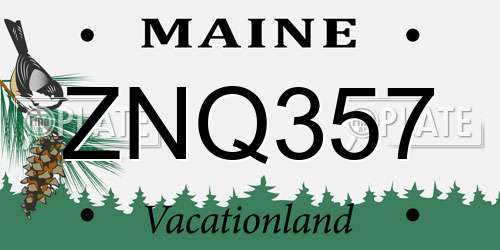 ZNQ357 Maine License Plate