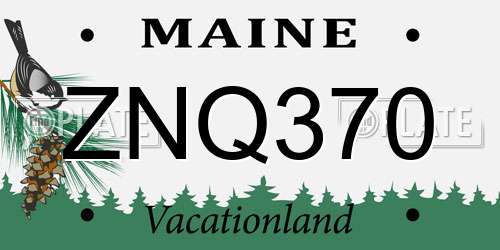 ZNQ370 Maine License Plate