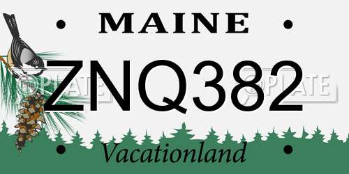 ZNQ382 Maine License Plate