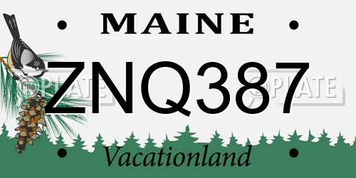 ZNQ387 Maine License Plate