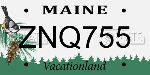 ZNQ755 Maine License Plate