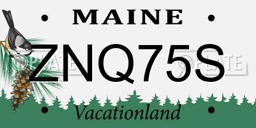 ZNQ75S Maine License Plate