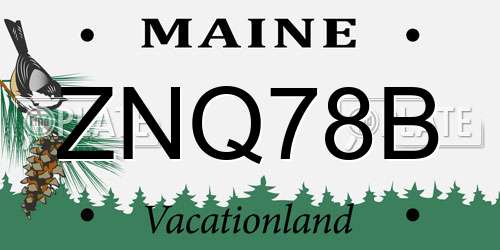 ZNQ78B Maine License Plate