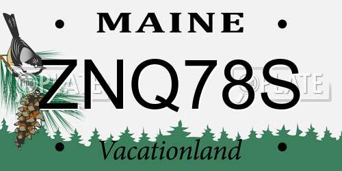 ZNQ78S Maine License Plate