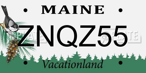 ZNQZ55 Maine License Plate