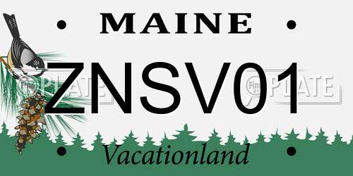 ZNSV01 Maine License Plate