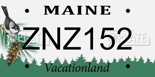 ZNZ152 Maine License Plate