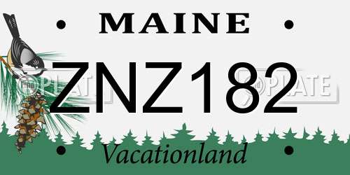 ZNZ182 Maine License Plate