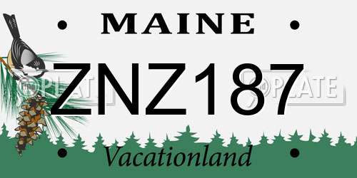 ZNZ187 Maine License Plate