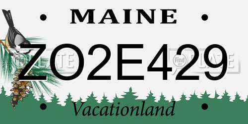 ZO2E429 Maine License Plate