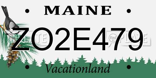 ZO2E479 Maine License Plate