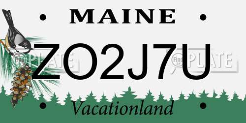 ZO2J7U Maine License Plate