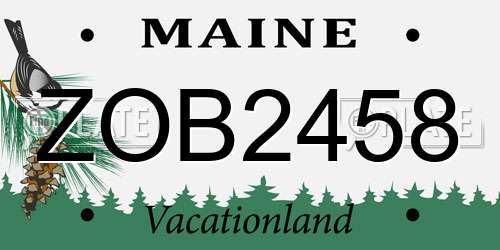 ZOB2458 Maine License Plate