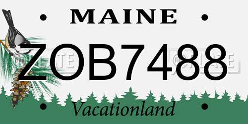 ZOB7488 Maine License Plate