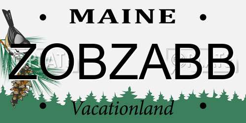 ZOBZABB Maine License Plate