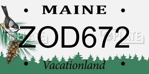 ZOD672 Maine License Plate