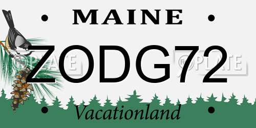 ZODG72 Maine License Plate