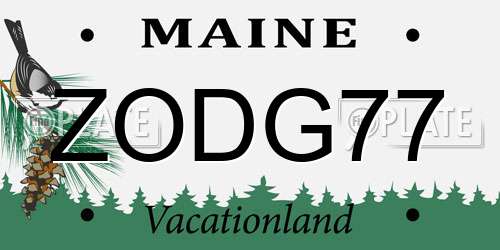 ZODG77 Maine License Plate