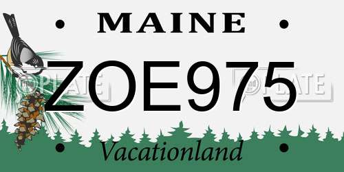 ZOE975 Maine License Plate