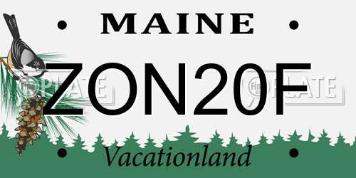 ZON20F Maine License Plate