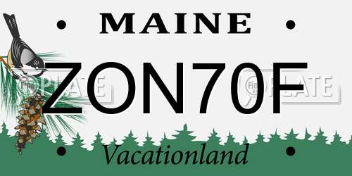 ZON70F Maine License Plate