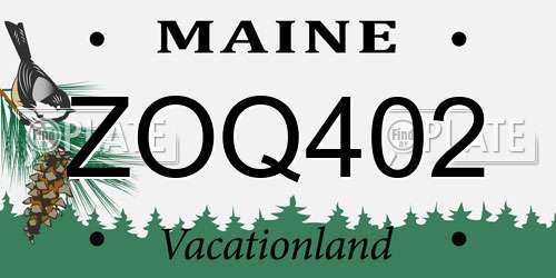 ZOQ402 Maine License Plate