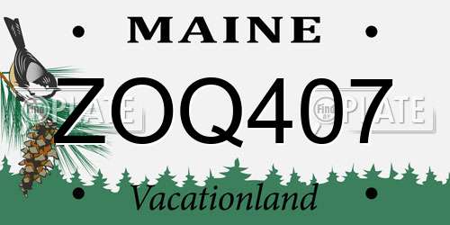 ZOQ407 Maine License Plate