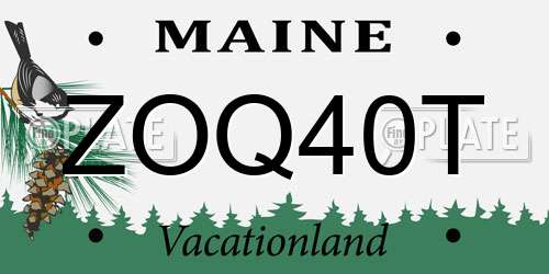 ZOQ40T Maine License Plate