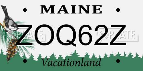 ZOQ62Z Maine License Plate