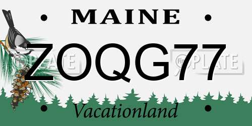 ZOQG77 Maine License Plate
