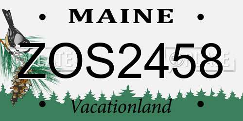 ZOS2458 Maine License Plate
