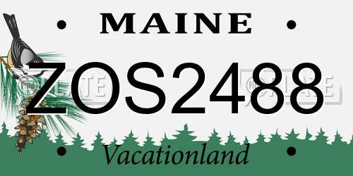 ZOS2488 Maine License Plate