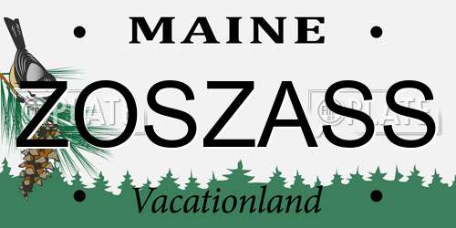 ZOSZASS Maine License Plate