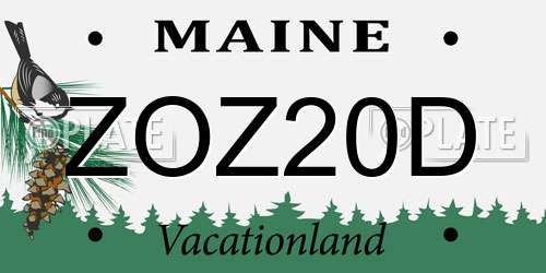 ZOZ20D Maine License Plate