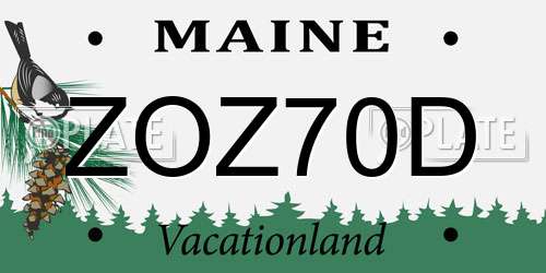 ZOZ70D Maine License Plate