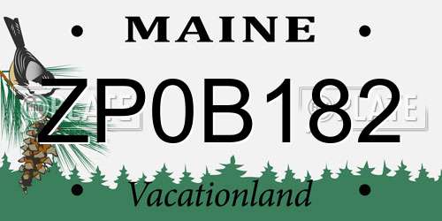 ZP0B182 Maine License Plate