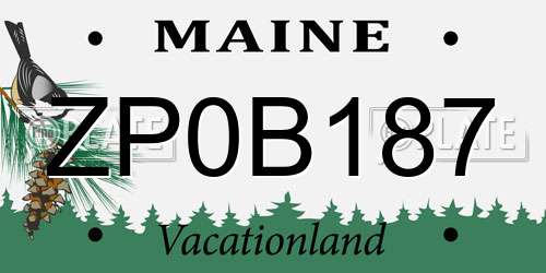 ZP0B187 Maine License Plate