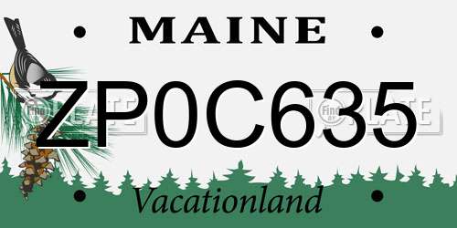 ZP0C635 Maine License Plate