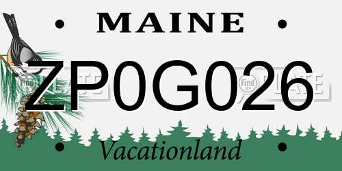 ZP0G026 Maine License Plate