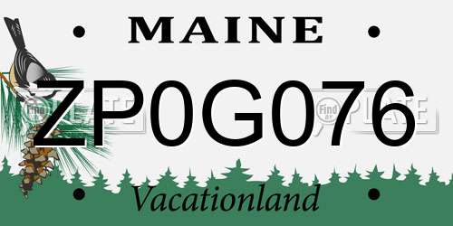 ZP0G076 Maine License Plate