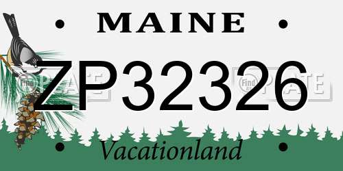 ZP32326 Maine License Plate