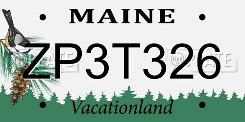 ZP3T326 Maine License Plate