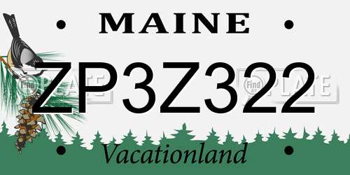 ZP3Z322 Maine License Plate