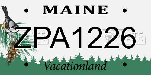 ZPA1226 Maine License Plate