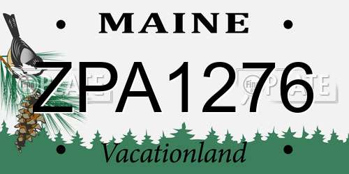 ZPA1276 Maine License Plate