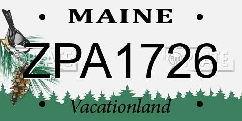 ZPA1726 Maine License Plate